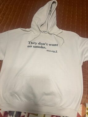 Quote Graphic Hoodie "They don't want no smoke." - Light Beige. XL
